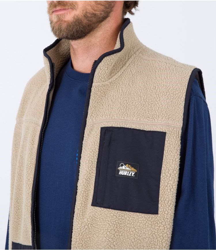 Hurley Vest Sherpa Midland Burrito Khaki | 96RWPZNJG