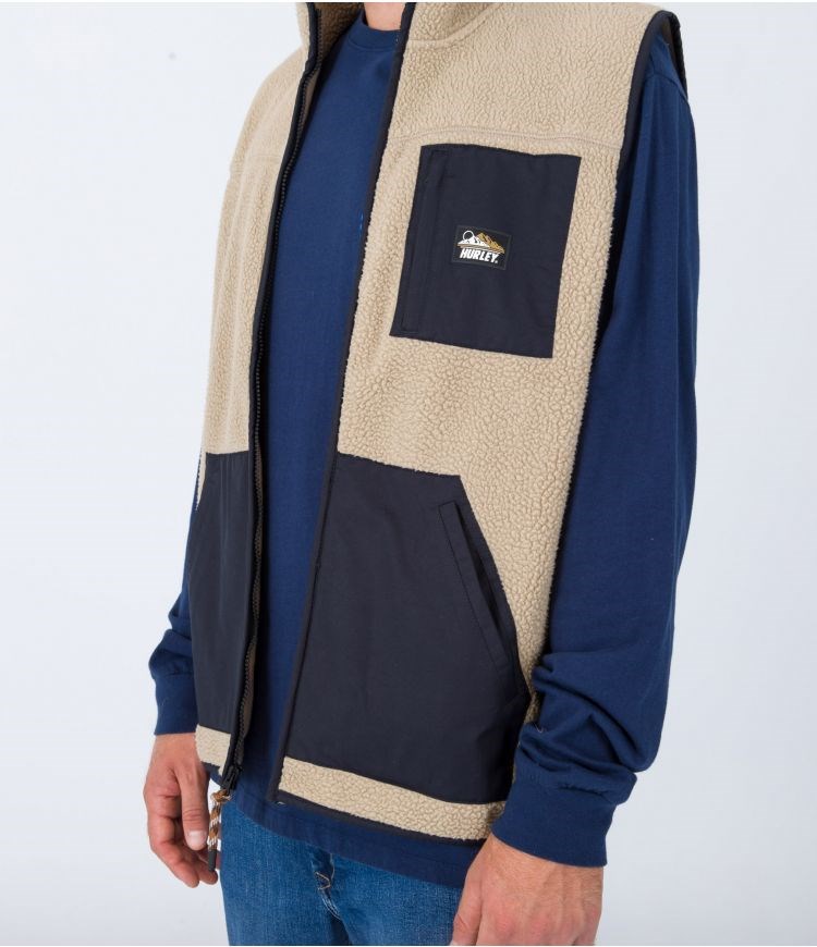 Hurley Vest Sherpa Midland Burrito Khaki | 96RWPZNJG
